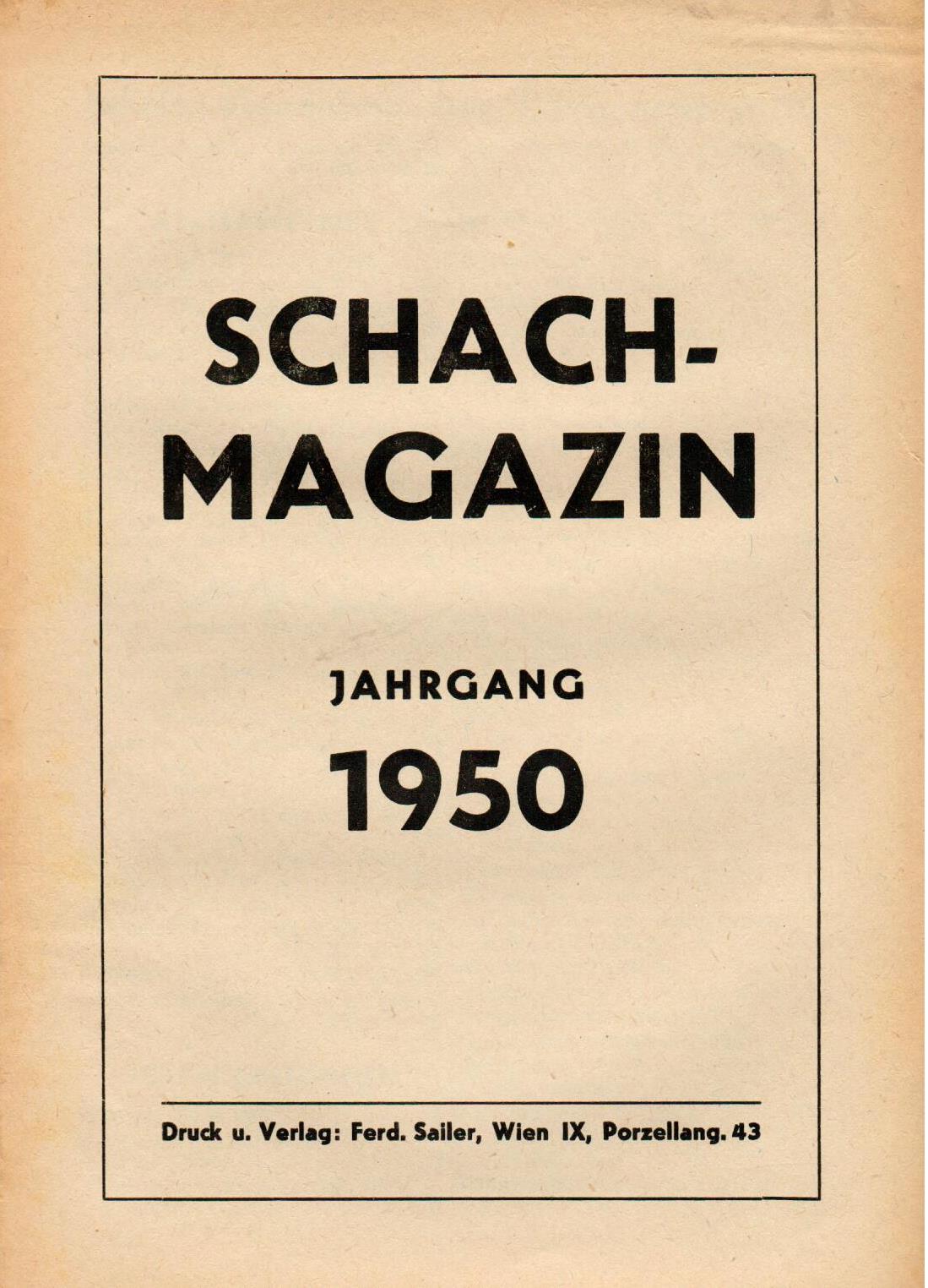 SCHACH-MAGAZIN / 1950 vol 5, no 1-12 compl.,